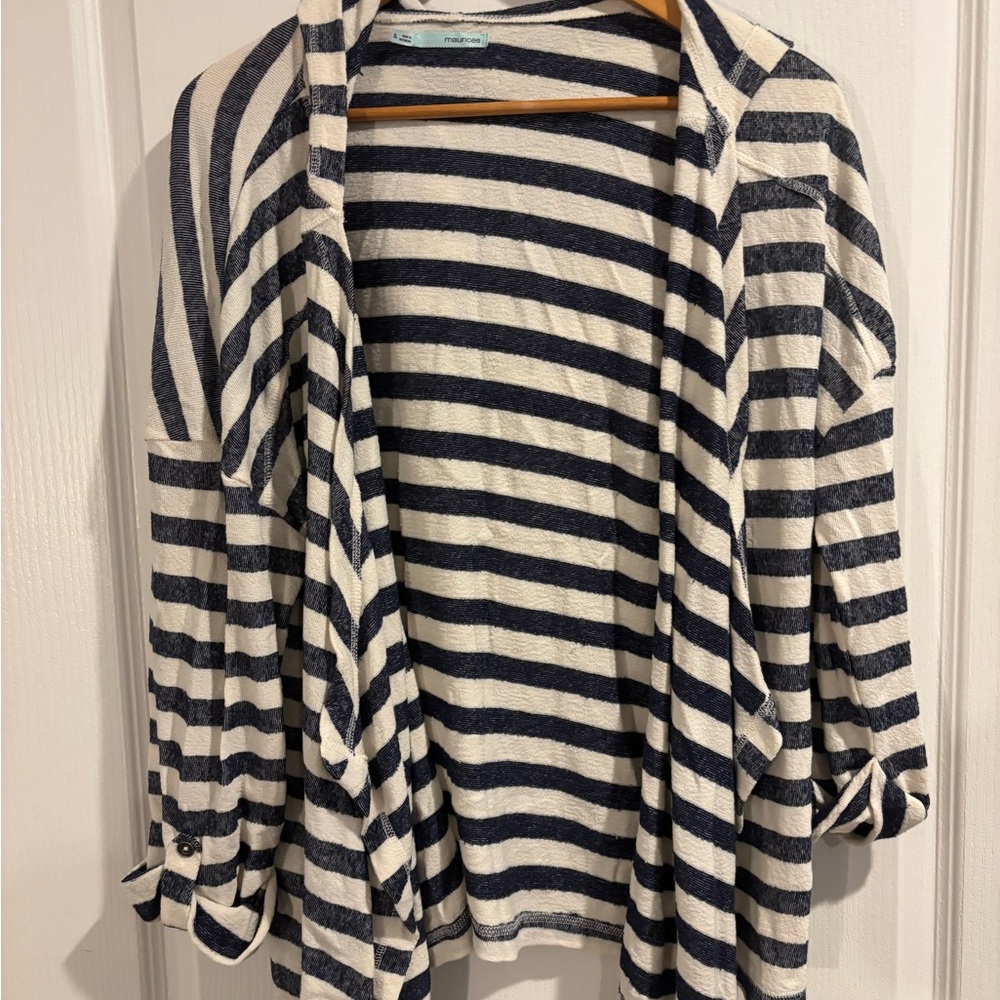 Maurices Navy and White Striped Sweater